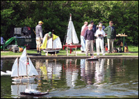 Toy sailboats on Harrison Pond