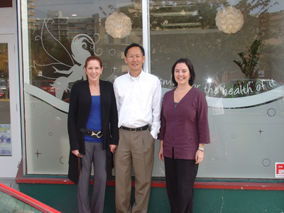 Cheri Wu, Warren Wu and Darcie Frederikson outside of Focus on Dental Hygiene