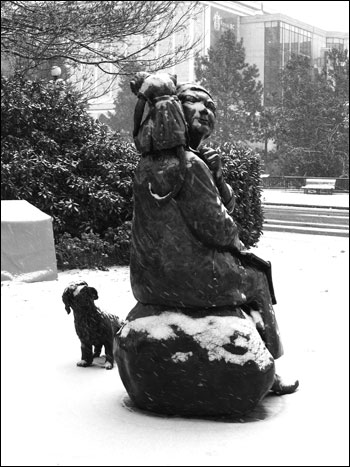 Carr statue snow